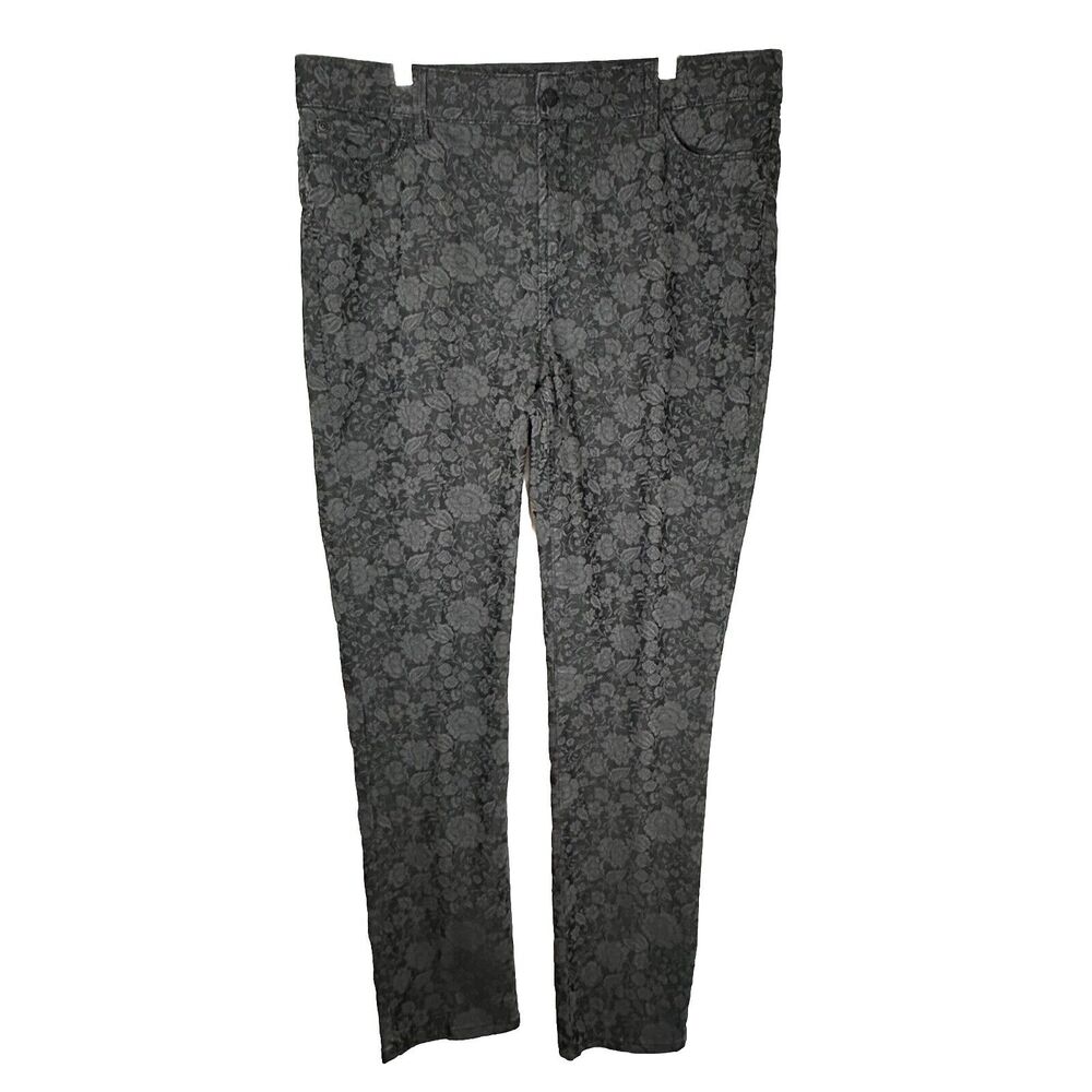 NYDJ Ponte Jacquard Floral Leggings Black Paisley Print Plus‎ size 16